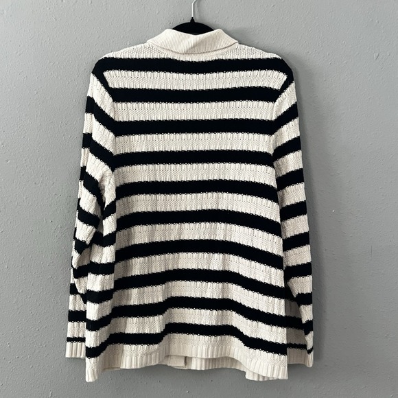 NWT J.Jill Wearever Collection XL Black Ivory Striped Knit Cardigan Business Cas - Picture 5 of 5